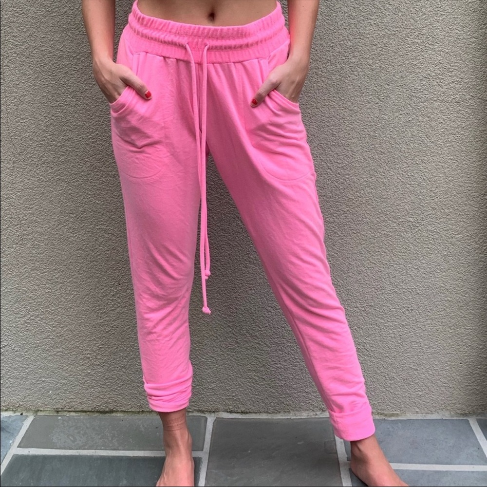 FREE PEOPLE HOT PINK JOGGERS